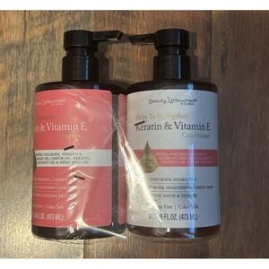 BEAUTY UNTOUCHED~ KERATIN & VITAMIN E  STRENGTHENING‎ SHAMPOO & CONDITIONER 32OZ